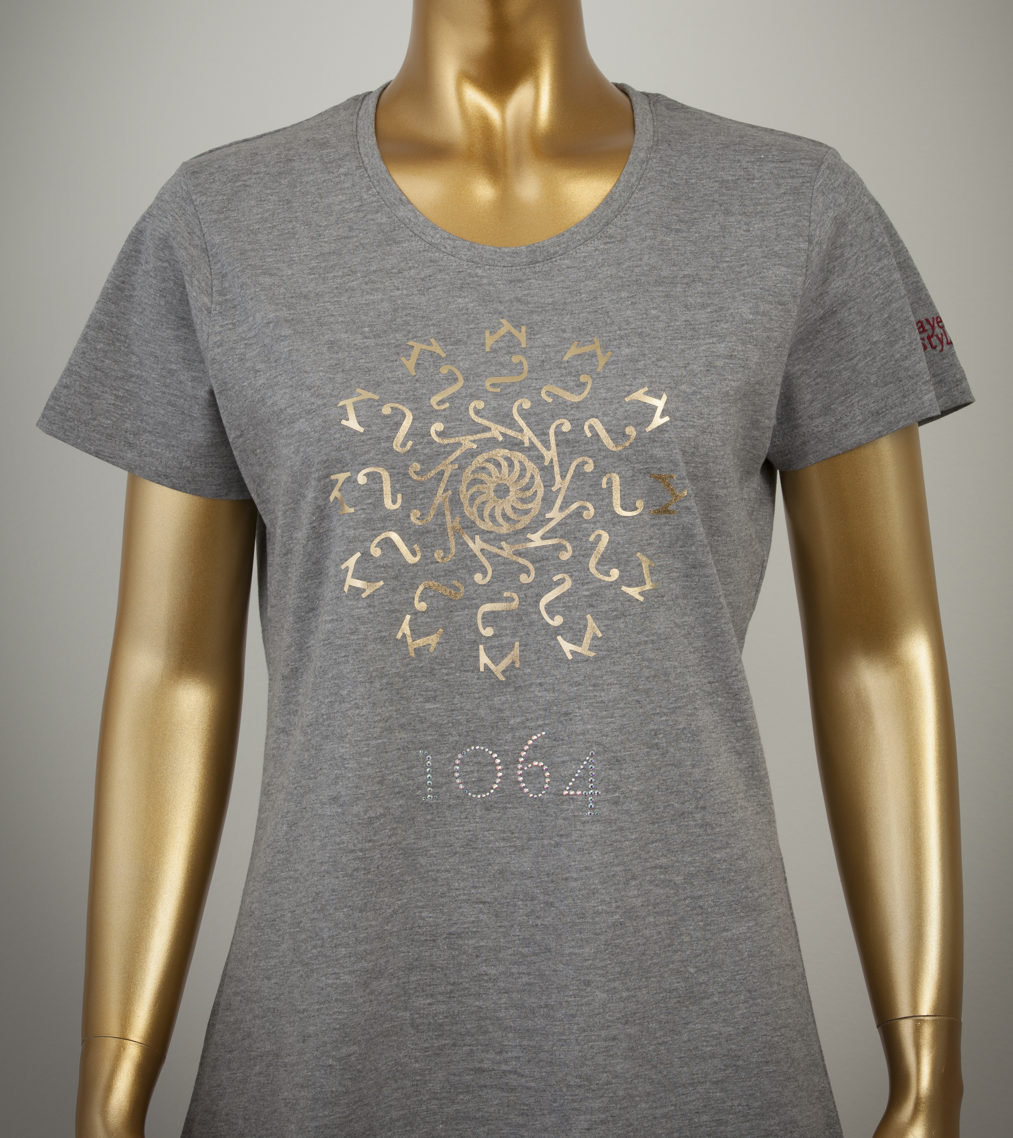 T-Shirt-grau_vorne T-Shirt mit Goldprint in verschiedenen Farben