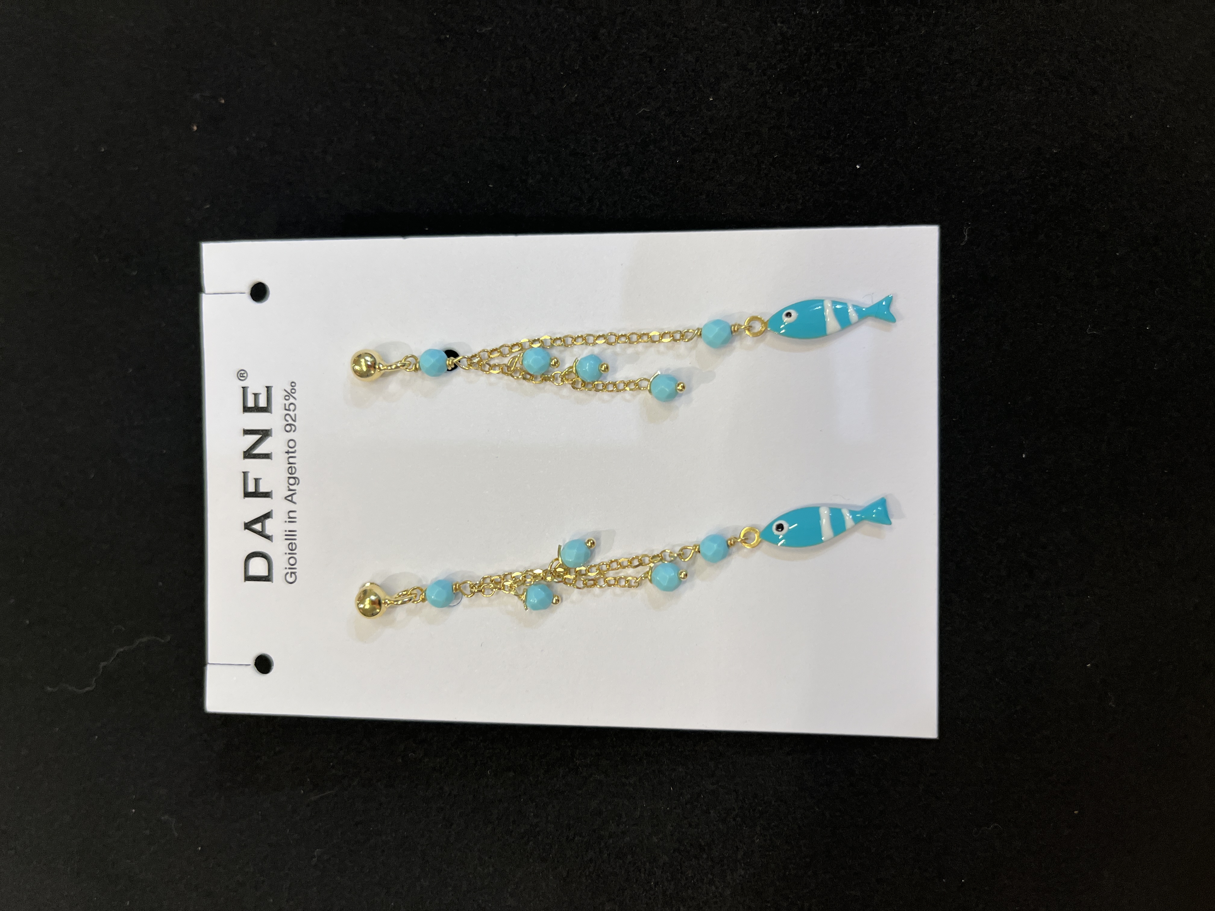 Türkis-Ohrringe aus Silber mit kleinen Fischen